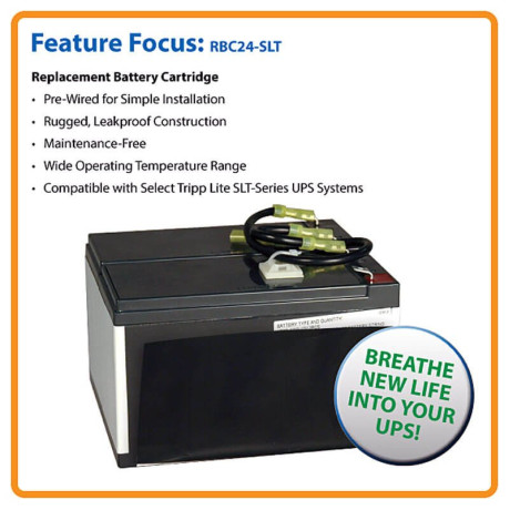 Tripp Lite RBC24-SLT UPS Replacement 24VDC Battery Cartridge for Select SLT UPS