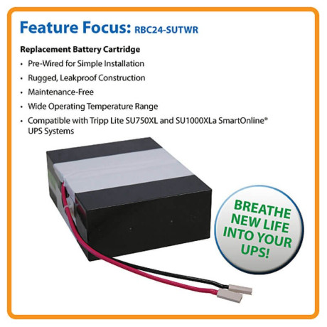 Tripp Lite RBC24-SUTWR UPS Replacement Battery Cartridge for Select SmartOnline Tower UPS