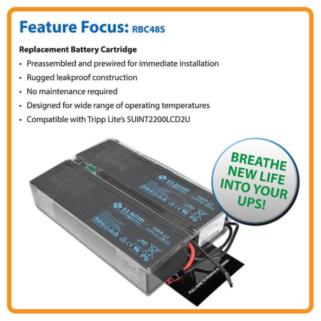 Tripp Lite RBC48S Replacement Battery Cartridge for Select 48V SmartOnline UPS Systems