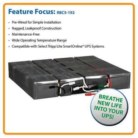 Tripp Lite RBC5-192 4U UPS Replacement 192VDC Battery Cartridge (1 Set of 16) for Select SmartOnline UPS