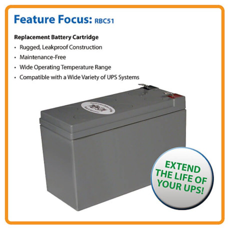 Tripp Lite RBC51 UPS Replacement Battery Cartridge for APC Belkin Best Powerware Liebert & Other UPS
