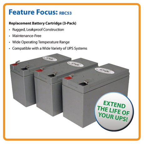 Tripp Lite RBC53 3x 12V 9AH UPS Replacement Battery Cartridge Kit for Select Best Powerware Liebert and Other UPS UPS Replacement Batteries