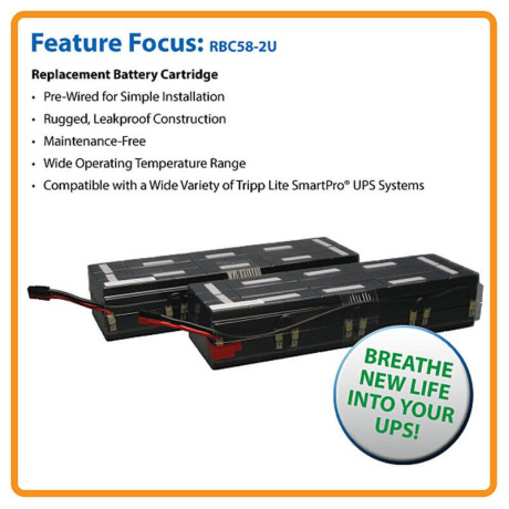Tripp Lite RBC58-2U 2U UPS Replacement 48VDC Battery Cartridge (2 Sets of 4) for Select UPS systems UPS Replacement Batteries