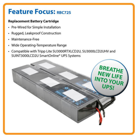 Tripp Lite RBC72S Replacement Battery Cartridge for Select 72V SmartOnline UPS Systems UPS Replacement Batteries