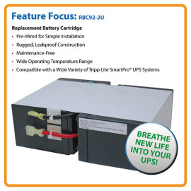 Tripp Lite RBC92-2U 2U UPS Replacement 24VDC Battery Cartridge (1 Set of 2) for Select SmartPro UPS