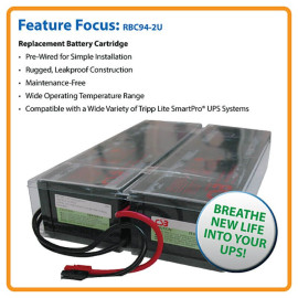 Tripp Lite RBC94-2U 2U UPS Replacement 48VDC Battery Cartridge (1 Set of 4) for Select SmartPro UPS