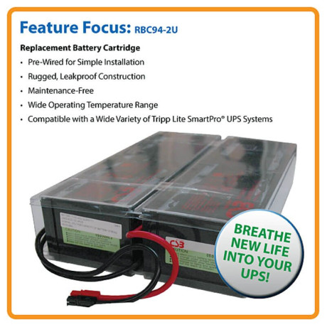Tripp Lite RBC94-2U 2U UPS Replacement 48VDC Battery Cartridge (1 Set of 4) for Select SmartPro UPS