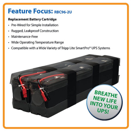 Tripp Lite RBC96-2U 2U UPS Replacement 72VDC Battery Cartridge for Select SmartOnline UPS UPS Replacement Batteries