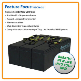 Tripp Lite RBC96-3U 3U UPS Replacement 72VDC Battery Cartridge (1 Set of 6) for Select SmartOnline UPS