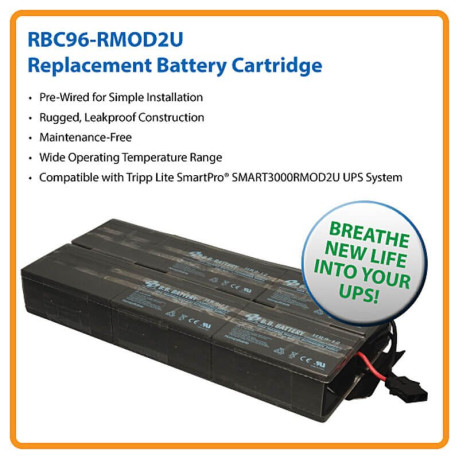 Tripp Lite RBC96-RMOD2U UPS Replacement 72VDC Battery Cartridge Kit for SmartOnline UPS SMART3000RMOD2U