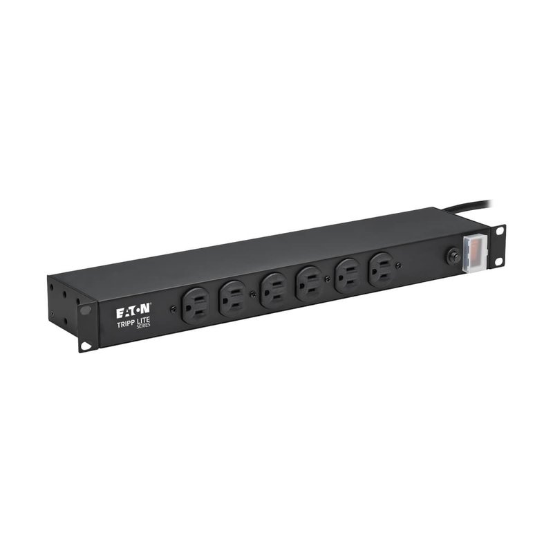 Tripp Lite RS-1215 1U Rack-Mount Power Strip 120V 15A 5-15P 12 Outlets (6 Front-Facing 6-Rear-Facing) 15 ft. (4.57 m) Cord Power Strip Rack