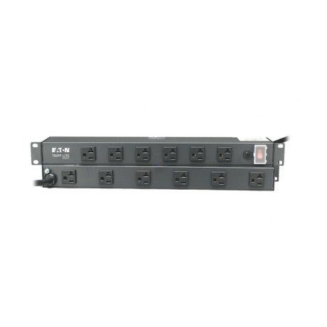 Tripp Lite RS-1215-20T 1U Rack-Mount Power Strip 120V 20A L5-20P 12 Outlets (6 Front-Facing 6-Rear-Facing) 15 ft. (4.57 m) Cord