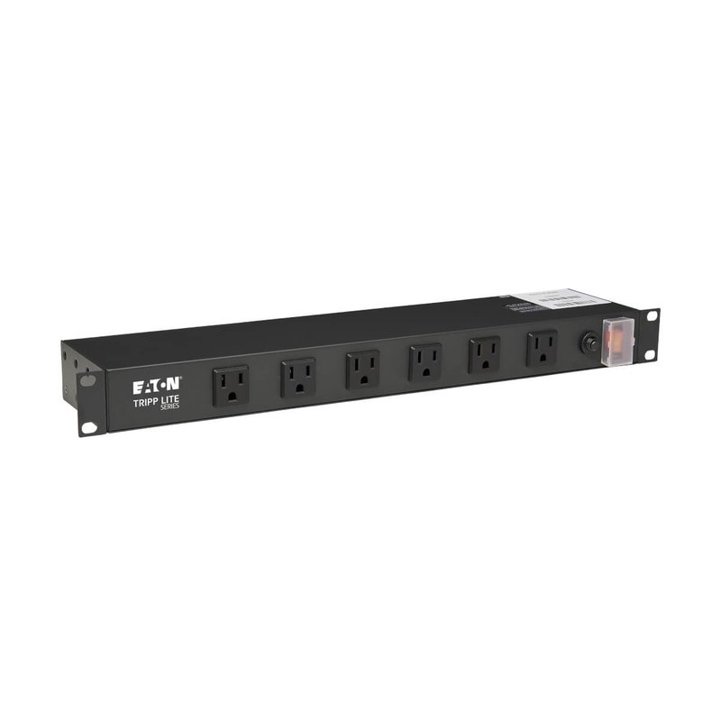 Tripp Lite RS-1215-RA 1U Rack-Mount Power Strip 120V 15A 5-15P 12 Right-Angle 5-15R Outlets (6 Front-Facing 6 Rear-Facing) 15 ft. (4.57 m) Cord Power Strip Rack