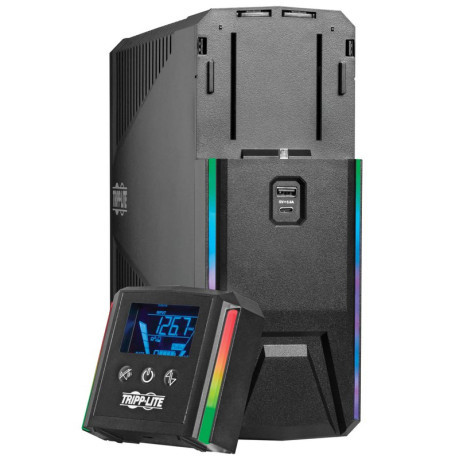 Tripp Lite SMART1500PSGLCD 1500VA 900W 120V Pure Sine Wave Gaming UPS Battery Backup - LCD AVR RGB LEDs USB Charging Power Saving UPS Battery Backup
