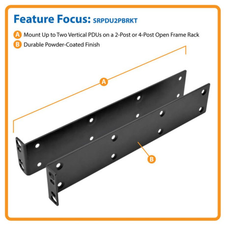 Tripp Lite SRPDU2PBRKT Vertical PDU Mounting Bracket Accessory Kit for 2-Post and 4-Post Open Frame Racks PDU Accessories